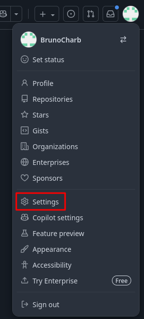 Settings GitHub