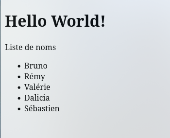 Exemplede page JSP avec liste de noms