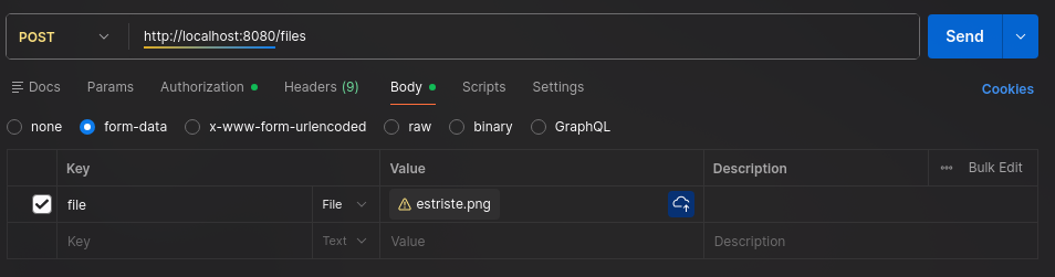 Téléversement avec postman
